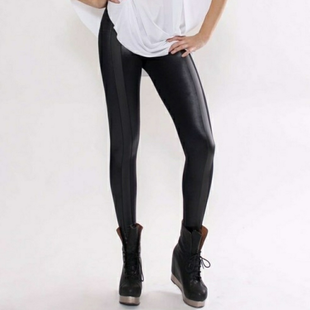Wet Look Vinyl Stripe Leggings